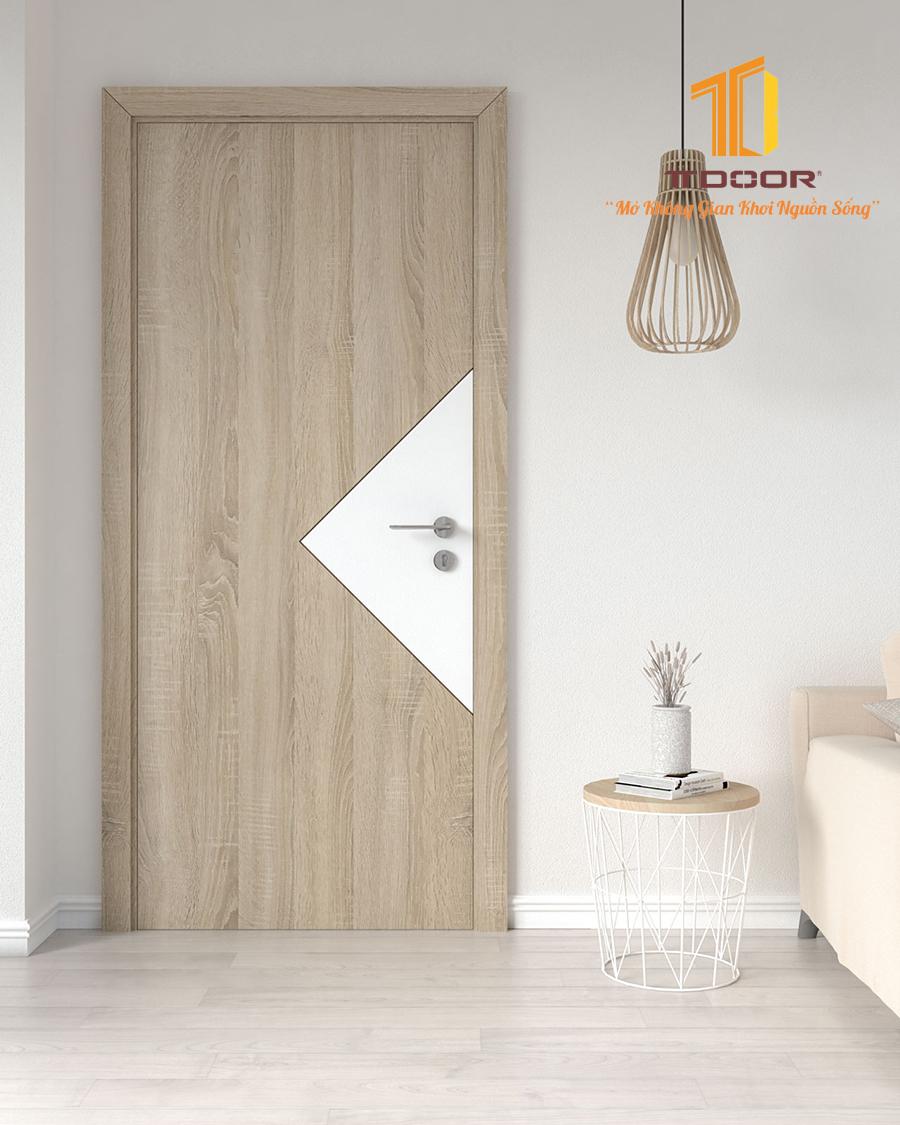 Mẫu cửa gỗ mix màu TTDOOR kết hợp giữa màu vân gỗ và màu trắng